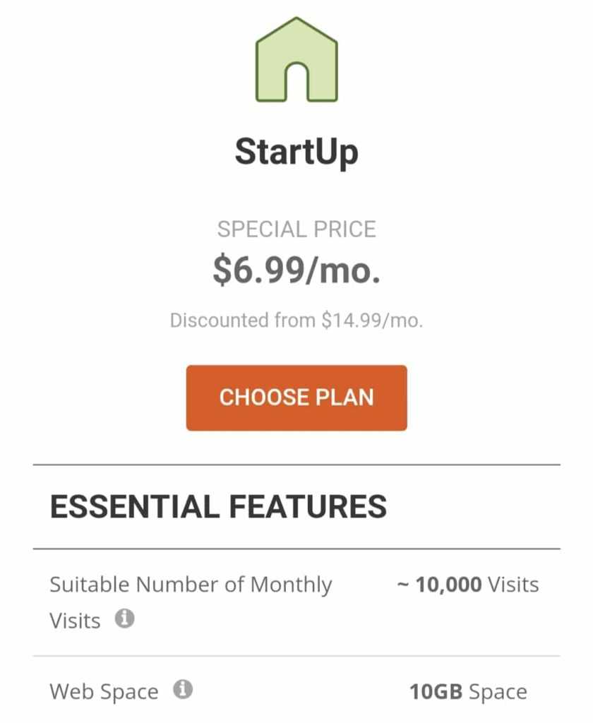 Siteground Shared Hosting Plans