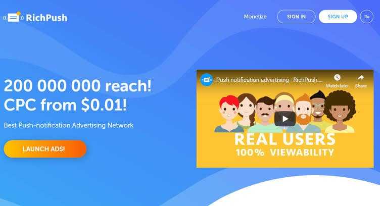 Richpush Review: Ad Network with plenty of Ad