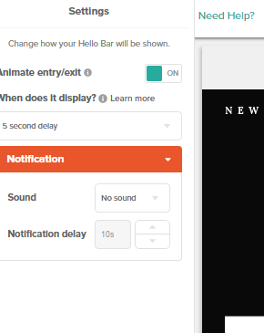 setting HelloBar