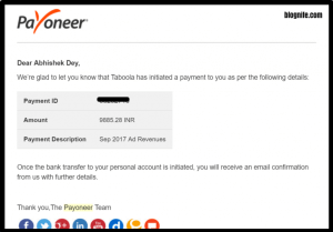 taboola payoneer payment proof