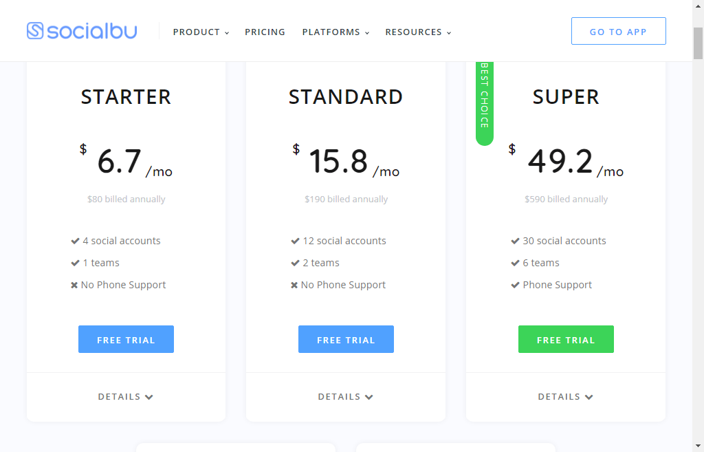 socialbu pricing