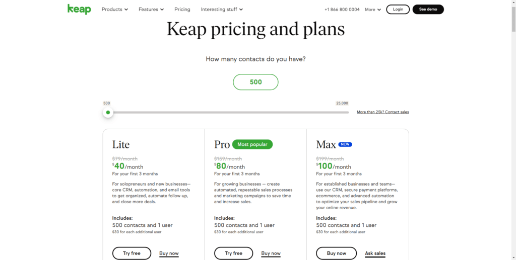 keap review pricing